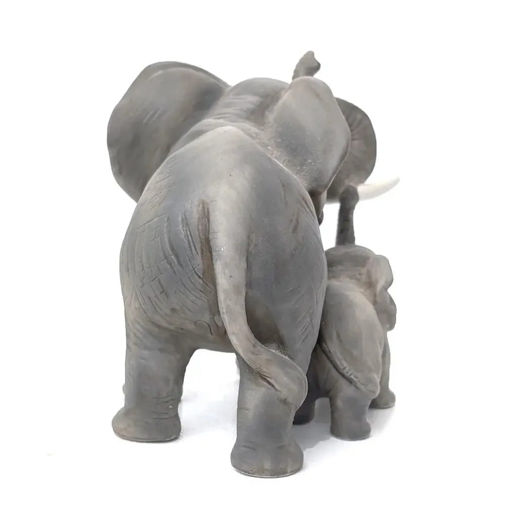 HOMCO No 1411 Porcelain Elephant With Baby Calf Figurine 4x6 In Home Interiors